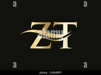 Creative gold letters zt z t logo with leading Vector Image