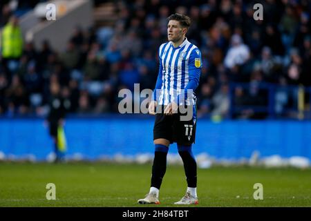 Sheffield, UK. 27th Nov, 2021. Josh Windass #11 of Sheffield Wednesday in Sheffield, United Kingdom on 11/27/2021. (Photo by Ben Early/News Images/Sipa USA) Credit: Sipa USA/Alamy Live News Stock Photo