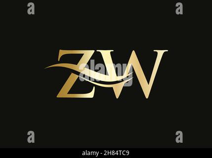 Modern ZW logotype for luxury branding. Initial ZW letter business logo design vector Stock Vector