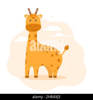 Cute giraffe on nature Stock Vector