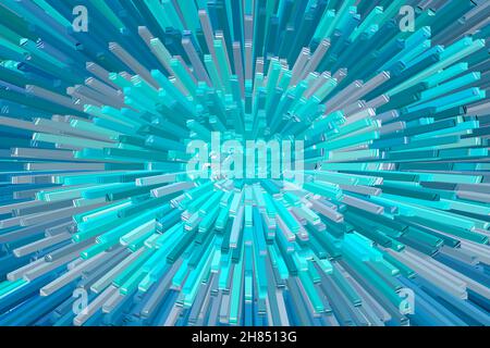 Beautiful Cyan Color Extrude Effect Background Design Stock Photo