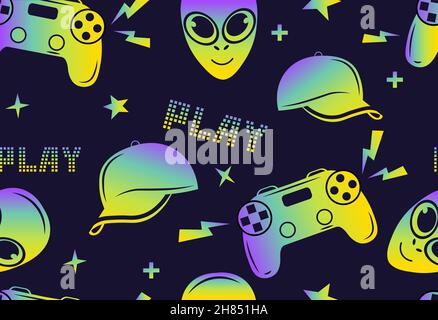 Seamless gamepad pattern Stock Vector