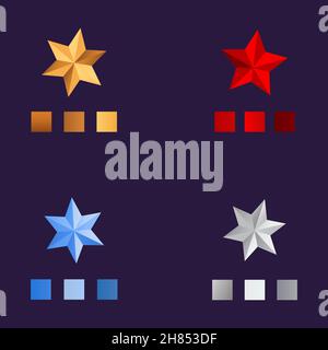 Set of different color stars with Gradian. vector illustration. Stock Vector