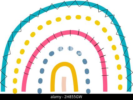 Rainbows in the boho style. Arc line Doodles Arc clipart Stock Vector