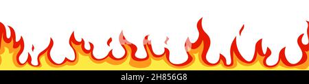 Seamless fire flame. Cartoon orange bonfire effect. Vector template Stock Vector
