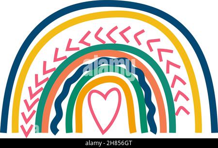 Rainbows in the boho style. Arc line Doodles Arc clipart Stock Vector