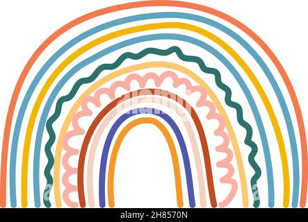Rainbows in the boho style. Arc line Doodles Arc clipart Stock Vector