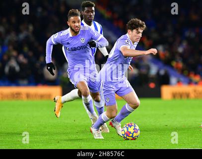 Brighton, UK. 27th Nov, 2021. Dan James of Leeds United runs with the ball during the Premier League match between Brighton & Hove Albion and Leeds United at The Amex on November 27th 2021 in Brighton, England. (Photo by Jeff Mood/phcimages.com) Credit: PHC Images/Alamy Live News Stock Photo