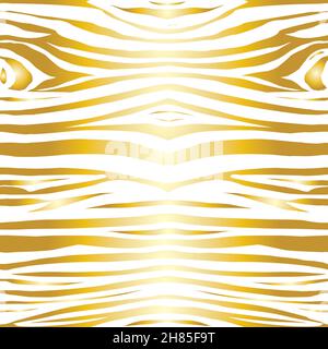 Golden glitter tiger or zebra seamless pattern. Gold foil texture of animal skin. Vector background illustration. Stock Vector
