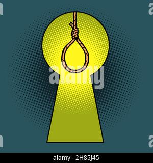 rope noose, suicide or execution. Symbol of death Stock Vector