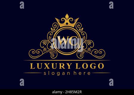 WC Initial Letter Gold calligraphic feminine floral hand drawn heraldic monogram antique vintage style luxury logo design Premium Stock Vector