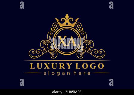 XA Initial Letter Gold calligraphic feminine floral hand drawn heraldic monogram antique vintage style luxury logo design Premium Stock Vector
