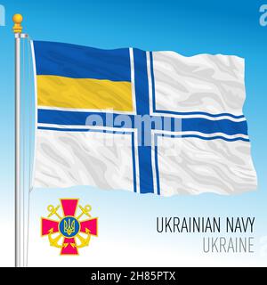 Ukrainian Navy flag, Ukraine, european country, vector illustration Stock Vector