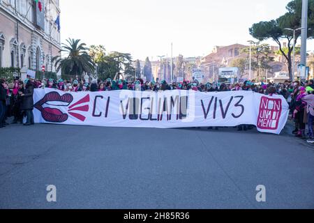 Rome, Italy. 27th Nov, 2021. National demonstration in Rome organized by Non Una Di Meno association against violence against women. (Photo by Matteo Nardone/Pacific Press Credit: Pacific Press Media Production Corp./Alamy Live News Stock Photo