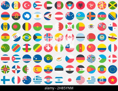 Emoji set background of flags of countries around the world isolated on white background Stock Photo