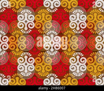 Seamless African Print fabric, Ethnic handmade ornament for your design, Ethnic and tribal motifs geometric elements. Vector texture, afro textile Stock Vector