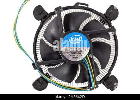 Computer fan, Intel CPU fan, isolated on white background Stock Photo