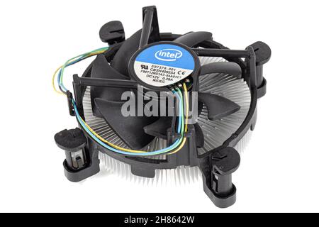 Computer fan, Intel CPU fan, isolated on white background Stock Photo
