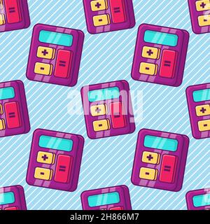 calculator seamless pattern vector illustration in flat style Stock Vector