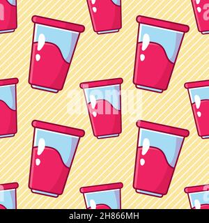 yoghurt drink seamless pattern vector illustration in flat style Stock Vector