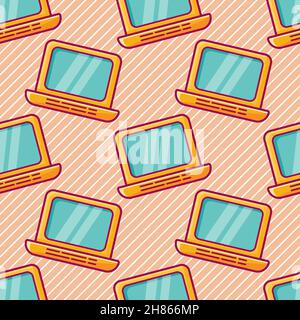 laptop seamless pattern vector illustration in flat style Stock Vector