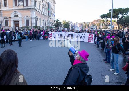 Rome, Italy. 27th Nov, 2021. National demonstration in Rome organized by Non Una Di Meno association against violence against women. (Photo by Matteo Nardone/Pacific Press/Sipa USA Credit: Sipa USA/Alamy Live News Stock Photo