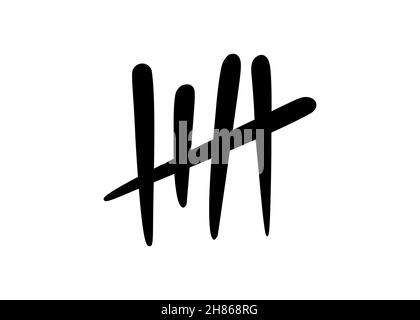 Tally marks to count days in prison. Tally marks for math lessons isolated on white background. Vector illustration Stock Vector