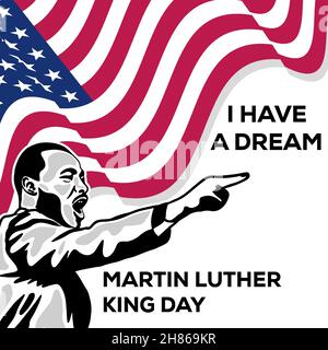 martin luther king day design vector with martin luther pointing illustration Stock Vector