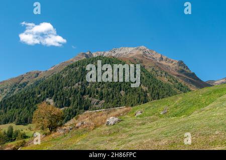 Alpine landscape. Photographed From Guarda, Graubuenden, Switzerland Stock Photo