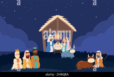 manger characters cartoon Stock Vector