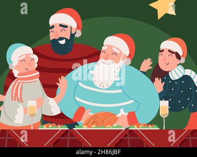 people and christmas dinner Stock Vector