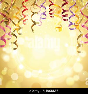 Celebration golden color background with realistic festive streamers vector  illustration Stock Vector Image & Art - Alamy