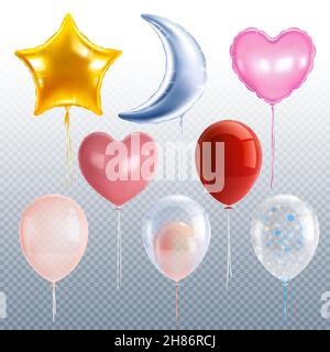 Heart balloons collection realistic 3d vector illustration Stock Vector ...
