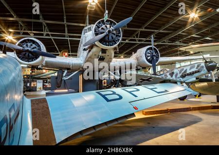 French Amiot AAC.1 Toucan aircraft (Junkers Ju 52/3m - Luftwaffe paint) -  Polish Aviation Museum. Krakow, Poland, Europe Stock Photo
