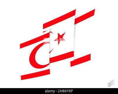 Northern Cyprus flag in an abstract ripped design. Modern design of the Northern Cyprus flag. Vector icon. Stock Vector