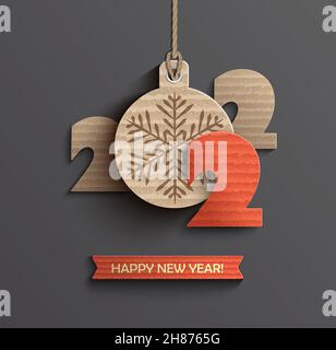 Modern Happy New Year 2022 paper design. Stock Vector