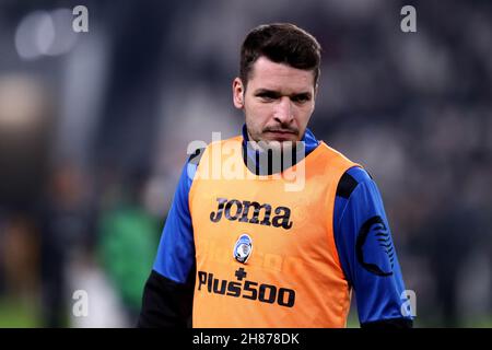 Berat Djimsiti of Atalanta Bc  during warm up before   the Serie A match between Juventus Fc and Atalanta Bc. Stock Photo