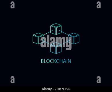 Blockchain, network icon. Vector illustration. Flat design. Stock Vector