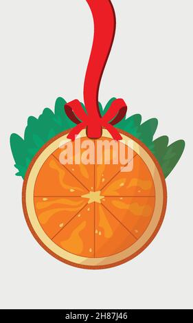 Orange slice. Christmas decor. Christmas tree decoration. Stock Vector
