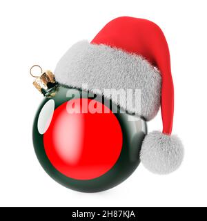 Christmas ball with Bangladeshi flag and Santa Claus hat. Christmas and New Year in Bangladesh, concept. 3D rendering isolated on white background Stock Photo