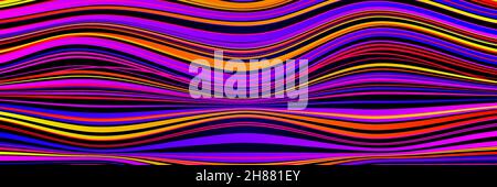 Surface with distorted lines. Wavy pattern. Vector wide banner Stock Vector