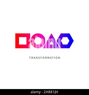 Transformation symbol. Geometric abstract shapes. Simple business logo. Transform icon. Vector minimal pictogram with circle, triangle, square Stock Vector