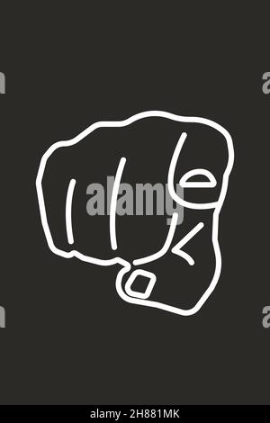 Index finger poster. Gesticulation symbol. Index finger pointing forward illustration. Gesture vector Stock Vector
