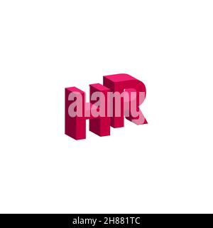 HR abstract logo. Human Resources 3D icon. Vector flat symbol. Stock Vector