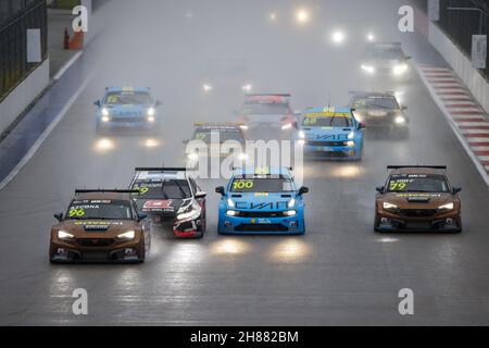 Start of the race, 96 Azcona Mikel (spa), Zengo Motorsport, Cupa Leon Competicion TCR, 79 Huff Rob (gbr), Zengo Motorsport, Cupa Leon Competicion TCR, 100 Muller Yvan (fra), Cyan Racing Lynk & Co, Lync & Co 03 TCR, action during the 2021 FIA WTCR Race of Russia, 8th round of the 2021 FIA World Touring Car Cup, on the Sochi Autodrom, from November 27 to 28, 2021 in Sochi, Russia- Photo Xavi Bonilla / DPPI - Photo: Xavi Bonilla/DPPI/LiveMedia Stock Photo