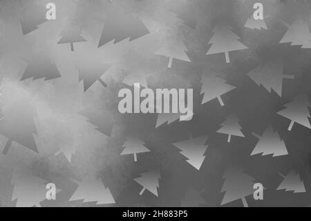 black and white silhouette of christmas tree abstract background, website background suitable for banner, poster, social media feed and flyer template Stock Photo
