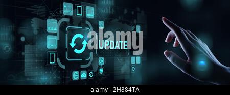 Update System Upgrade Software version technology concept on virtual screen. Stock Photo