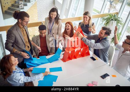 colleagues having fun on work and competition together Stock Photo