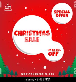 Flat Christmas Sale Banner Design in EPS Vector File Stock Vector