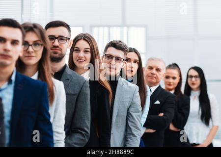 large group of diverse business people standing in a row. Stock Photo